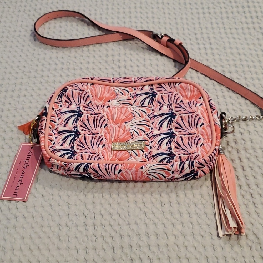 Simply Southern adjustable strap nylon crossbody purse w tassel